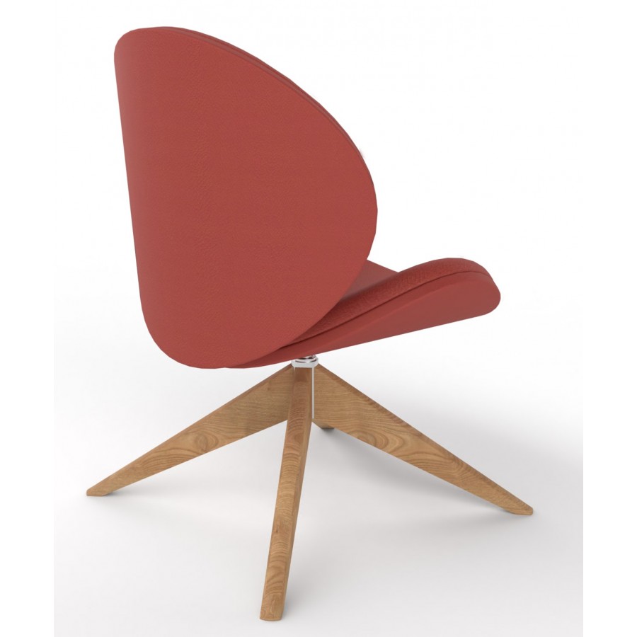 Revive Upholstered Retro Lounge Chair With Wooden Pyramid Base